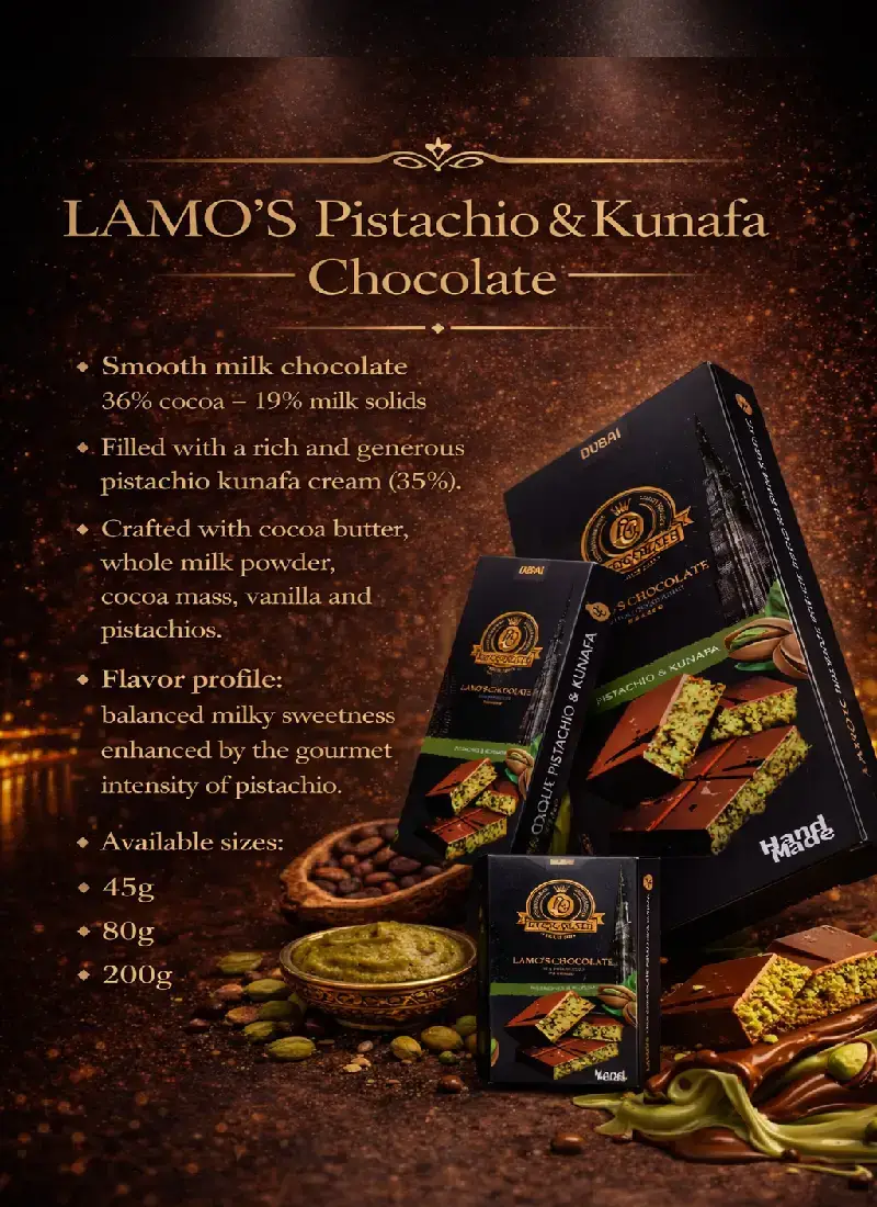 Lamos Chocolate Swiss Pistachio & Kunafa chocolate